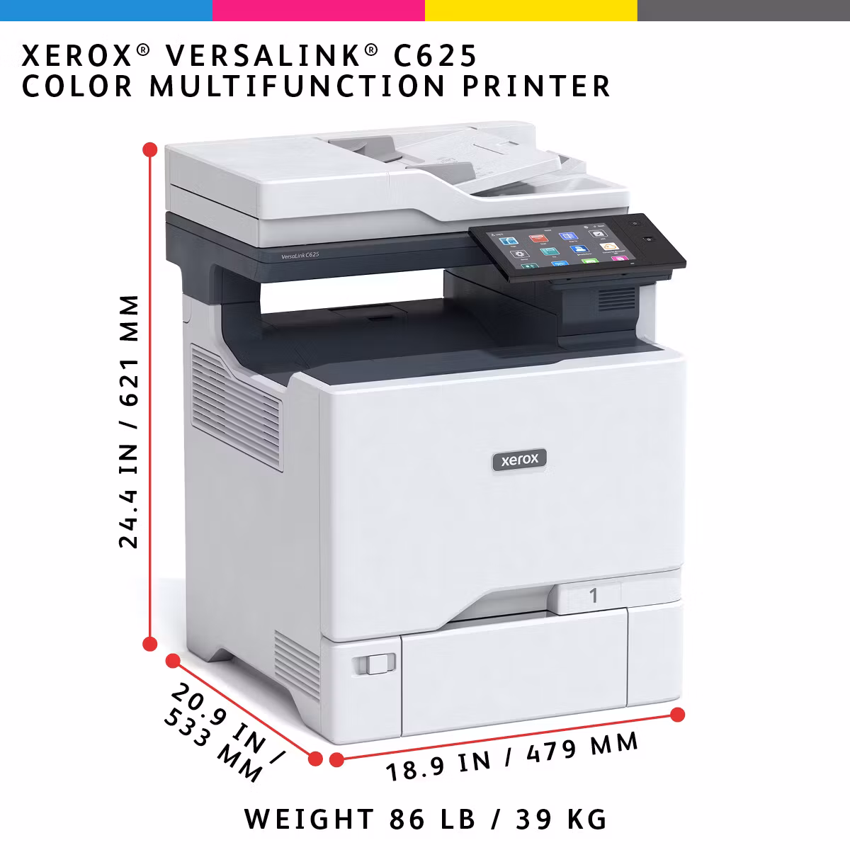 Xerox VersaLink C625 A4 50ppm duplex kopiering/utskrift/skanning/fax PS3 PCL5e/6 2 fack 650 ark