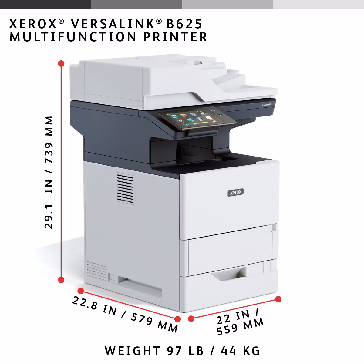 Xerox VersaLink B625 A4 61 sid/min Duplex Kopiering/Utskrift/Skanning/Fax PS3 PCL5e/6 2 fack 650 ark