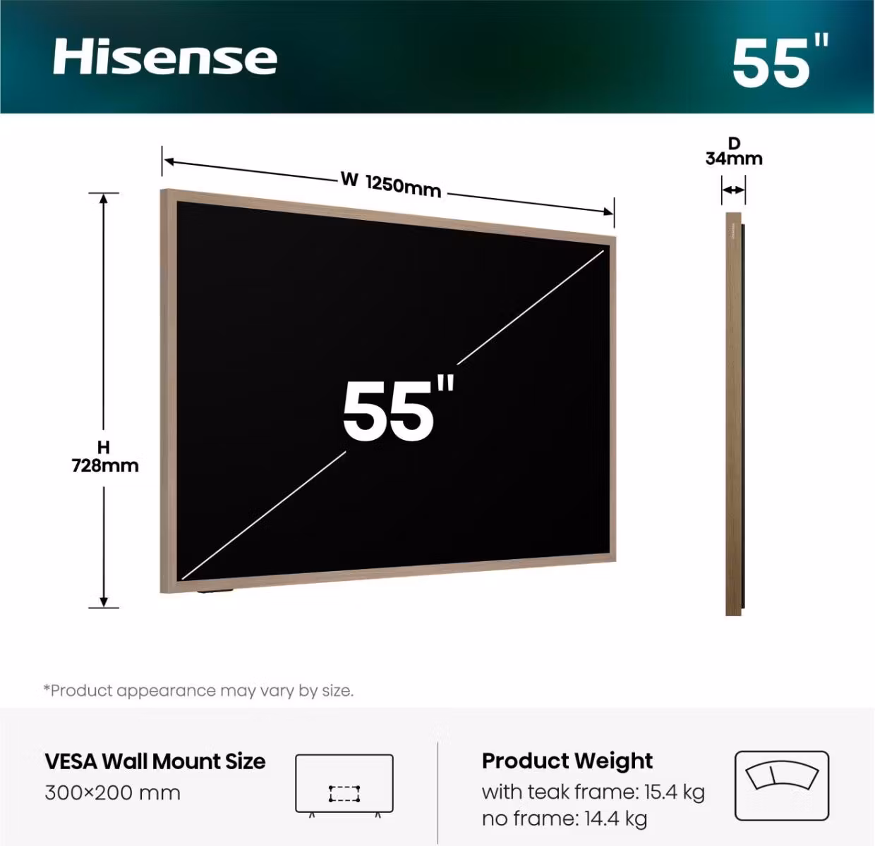 Hisense 55S7DS 139,7 cm (55") 4K Ultra HD Smart TV Wi-Fi svart