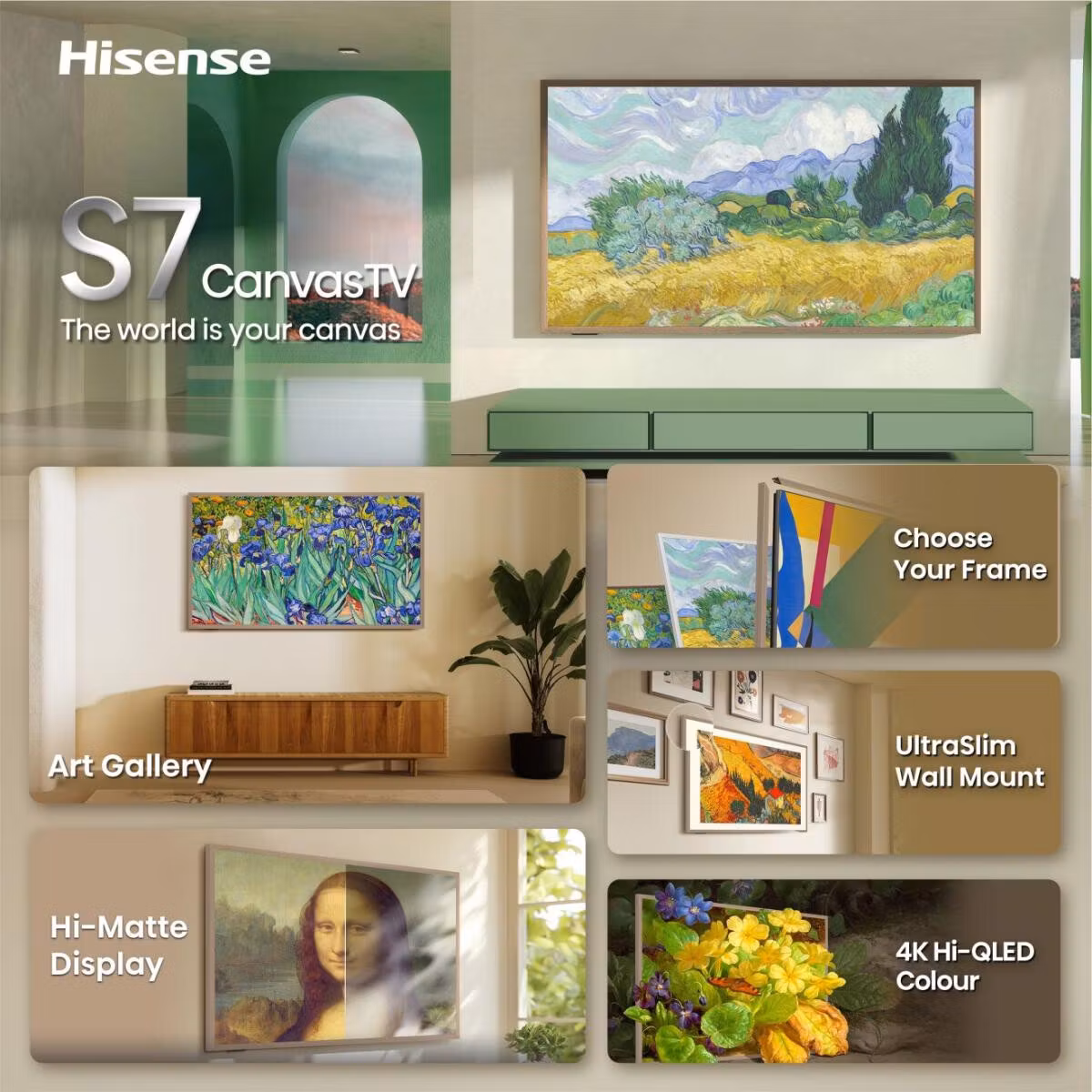 Hisense 55S7DS 139,7 cm (55") 4K Ultra HD Smart TV Wi-Fi svart