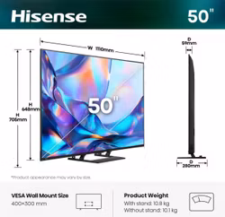 Hisense 50A7DS 127 cm (50") 4K Ultra HD Smart TV Wi-Fi svart