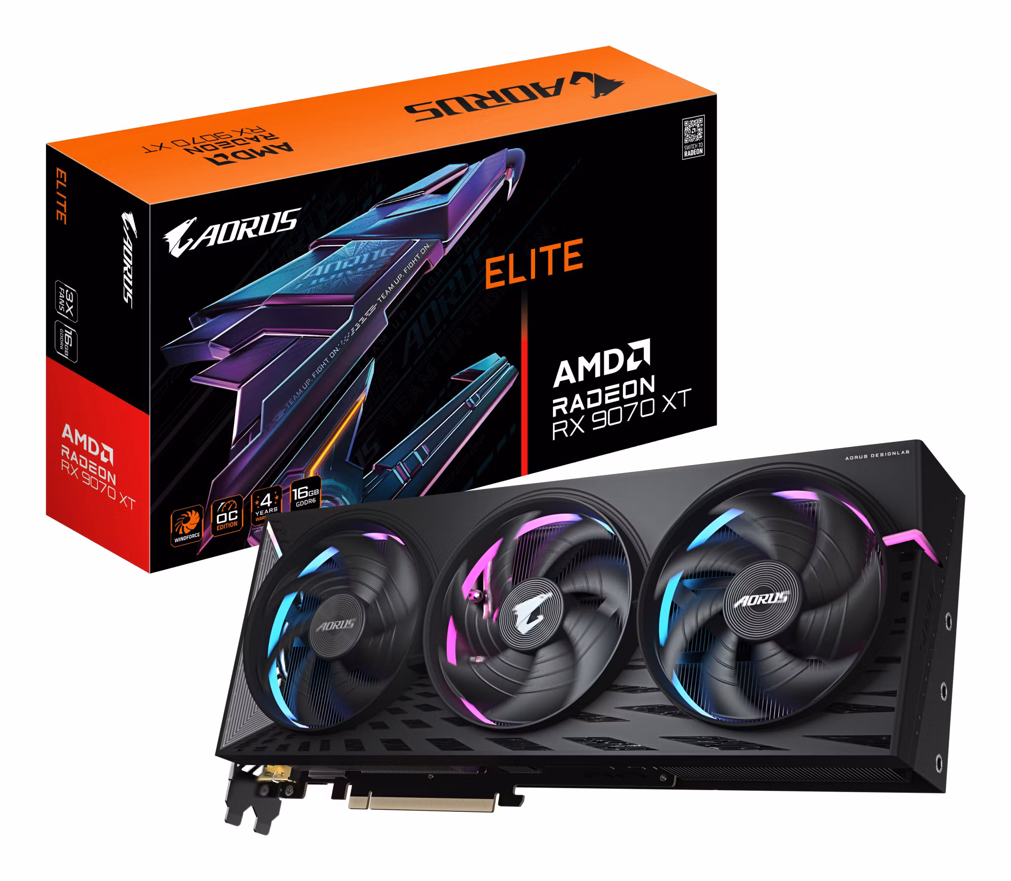 GIGABYTE AORUS Radeon RX 9070 XT ELITE 16G Grafikkort - 16GB GDDR6, 256‑bit, PCI‑E 5.0, 3100 MHz Core Clock, 2 x DisplayPort, 2 x HDMI, GV‑R9070XTAORUS E‑16GD