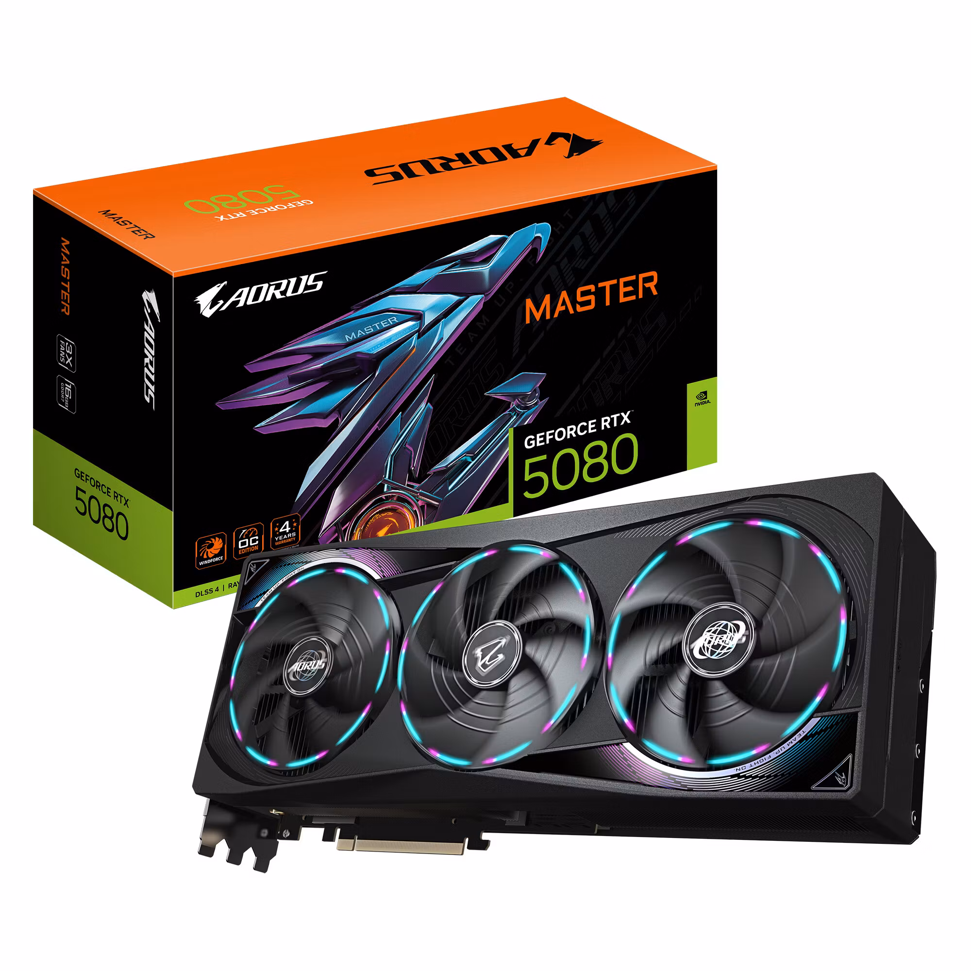 GIGABYTE AORUS GeForce RTX 5080 MASTER 16G Grafikkort - 16GB GDDR7, 256bit, PCI-E 5.0, 2805MHz Core Clock, 3 x DisplayPort, 1 x HDMI, GV-N5080AORUS M-16GD