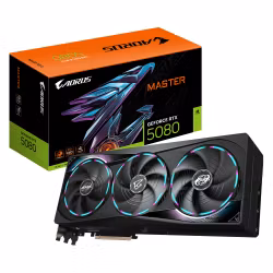 GIGABYTE AORUS GeForce RTX 5080 MASTER 16G Grafikkort - 16GB GDDR7, 256bit, PCI-E 5.0, 2805MHz Core Clock, 3 x DisplayPort, 1 x HDMI, GV-N5080AORUS M-16GD