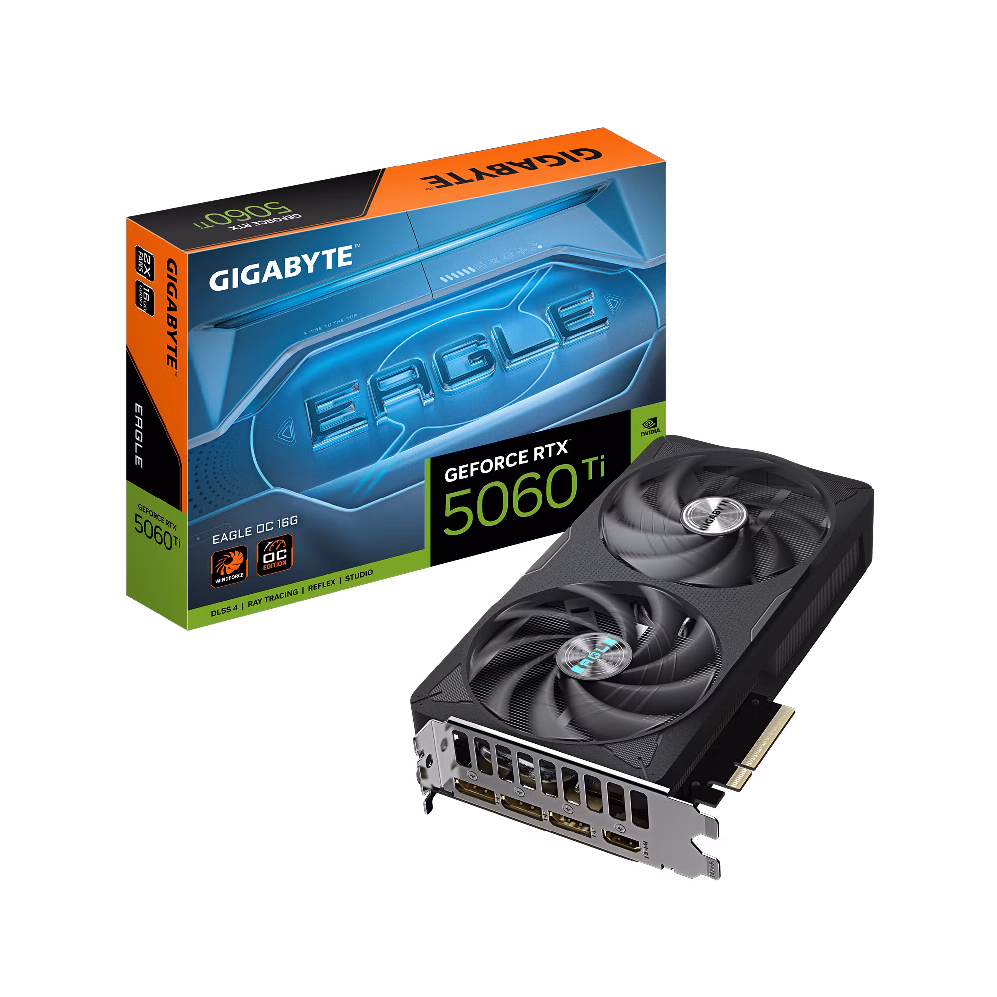 GIGABYTE GeForce RTX 5060 Ti EAGLE OC 16G Grafikkort - 16GB GDDR7, 128-bit, PCI-E 5.0, 2617MHz Core Clock, 3 x DisplayPort, 1 x HDMI, GV-N506TEAGLE OC-16GD
