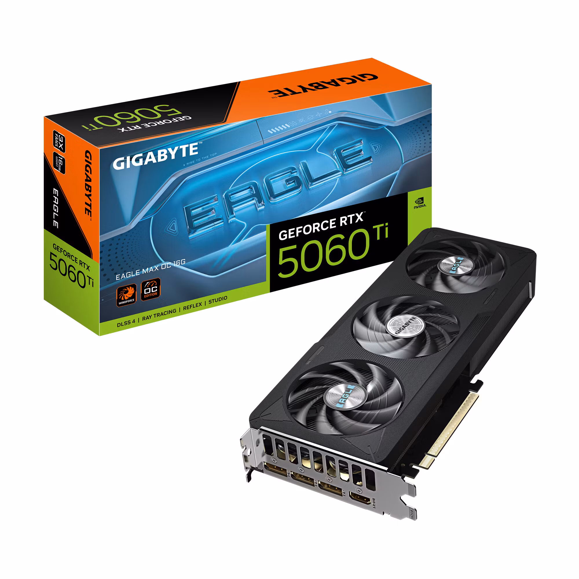 GIGABYTE GeForce RTX 5060 Ti EAGLE MAX OC 16G Grafikkort - 16GB GDDR7, 128-bit, PCI-E 5.0, 2617MHz Core Clock, 3 x DP, 1 x HDMI, NVIDIA DLSS 4, GV-N506TEAGLEMAX OC-16GD