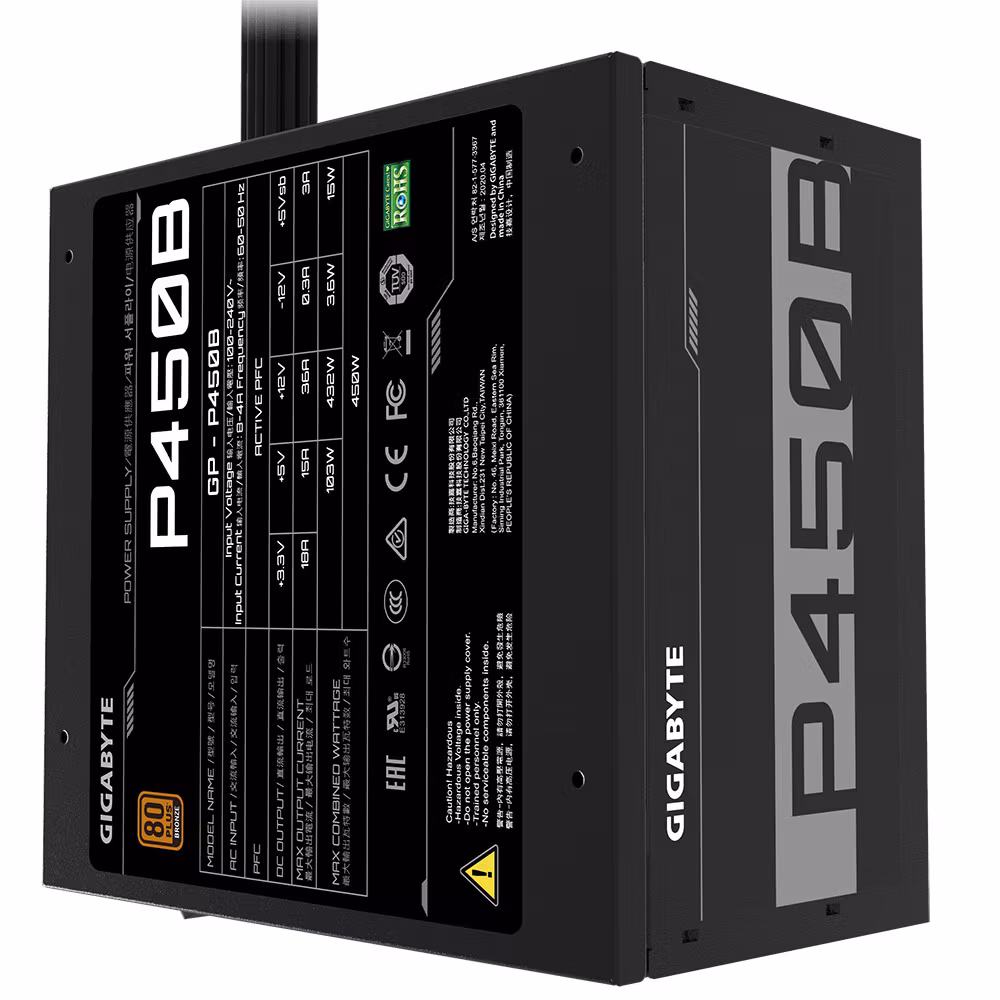 GIGABYTE P450B nätaggregat 450 W 20+4 pin ATX ATX svart