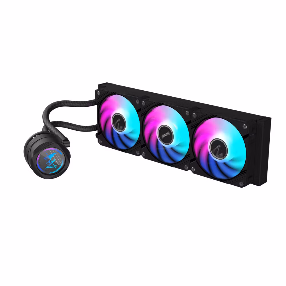 GIGABYTE AORUS WATERFORCE II 360 AIO vätskekylare för CPU – 3x120 mm ARGB-fläktar, slide-in interlocking-mekanism, DAISY-CHAIN, kompatibel med Intel LGA 1851 och AMD AM5