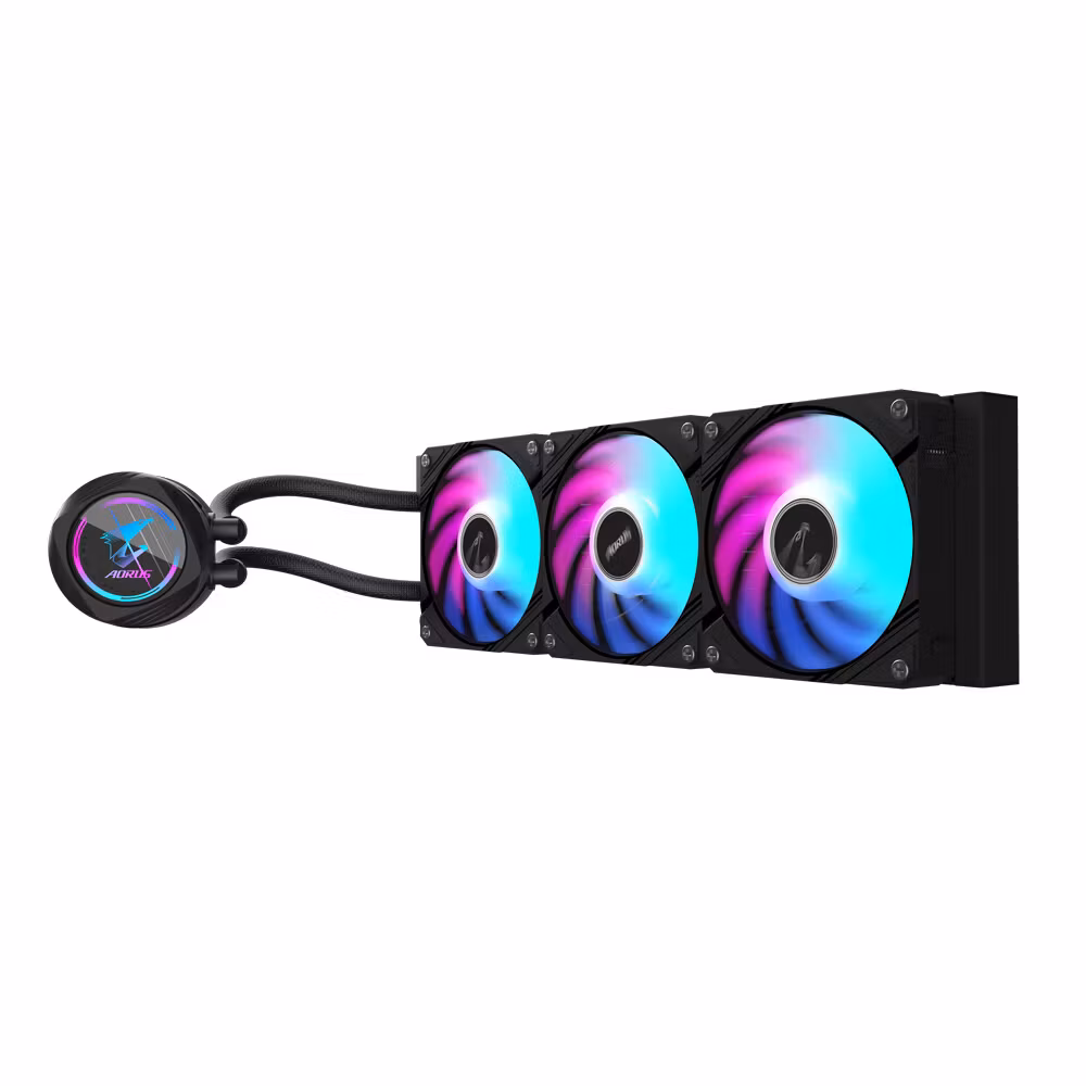 GIGABYTE AORUS WATERFORCE II 360 AIO vätskekylare för CPU – 3x120 mm ARGB-fläktar, slide-in interlocking-mekanism, DAISY-CHAIN, kompatibel med Intel LGA 1851 och AMD AM5