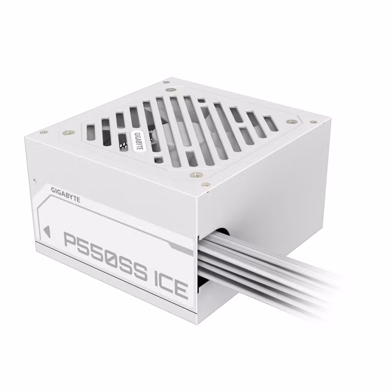 GIGABYTE P550SS ICE nätaggregat – PCIe 5.0, 80 PLUS Silver, 120 mm fläkt, ATX 3.0-kompatibelt, EU-kontakt
