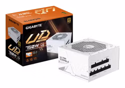 GIGABYTE UD750GM PG5 V2 ICE nätaggregat – PCIe Gen 5.1, 80 PLUS Gold, fullt modulärt, 120 mm fläkt, ATX 3.1-kompatibelt, EU-kontakt