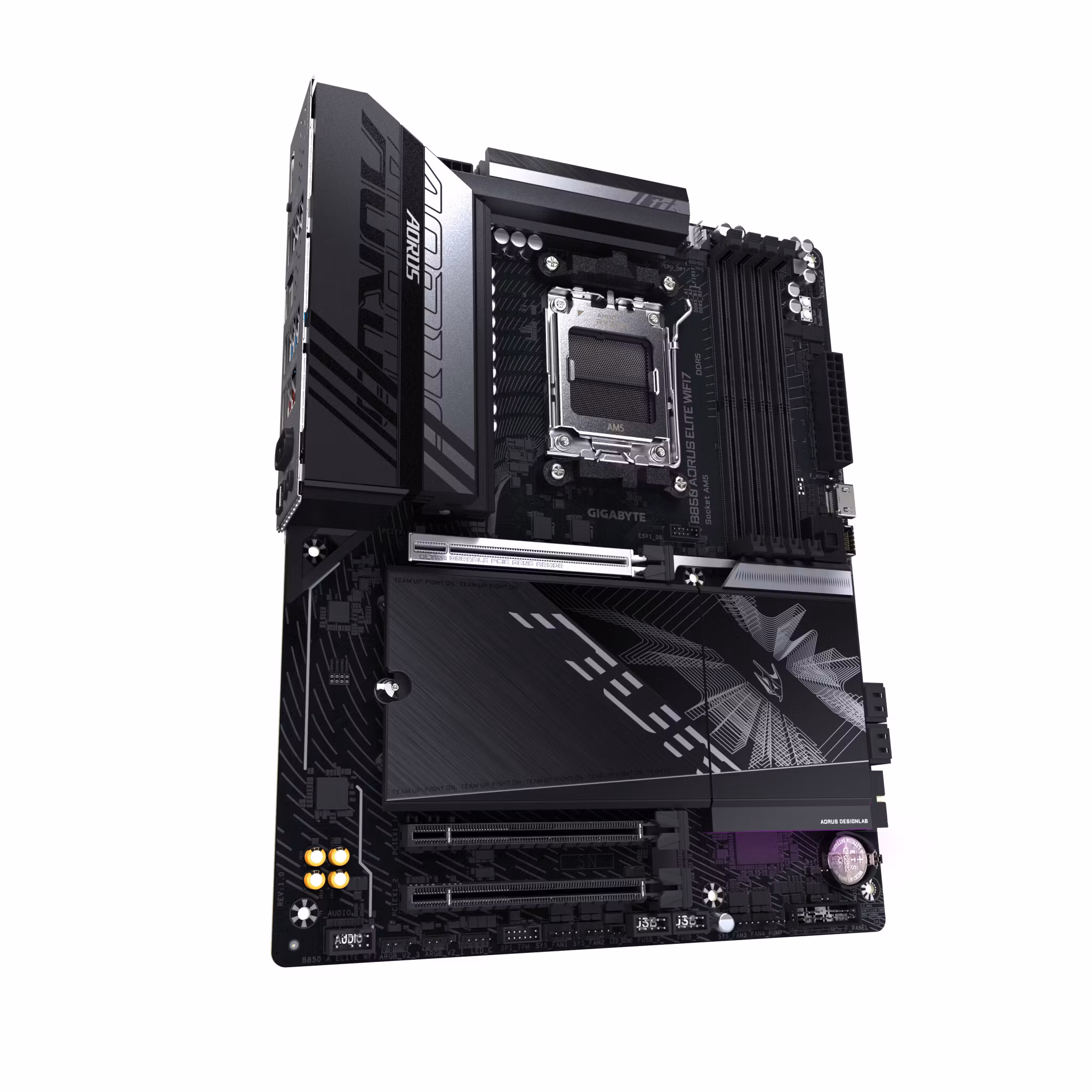 GIGABYTE B850 AORUS ELITE WIFI7 moderkort – AMD Ryzen 9000-seriens CPU:er, 14+2+2-fas digital VRM, upp till 8200 MHz DDR5 (OC), 1x PCIe 5.0 + 2x PCIe 4.0 M.2, 2.5 LAN, WIFI 7, USB 3.2 Gen 2x2