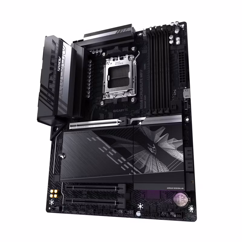 GIGABYTE B850 AORUS ELITE WIFI7 moderkort – AMD Ryzen 9000-seriens CPU:er, 14+2+2-fas digital VRM, upp till 8200 MHz DDR5 (OC), 1x PCIe 5.0 + 2x PCIe 4.0 M.2, 2.5 LAN, WIFI 7, USB 3.2 Gen 2x2