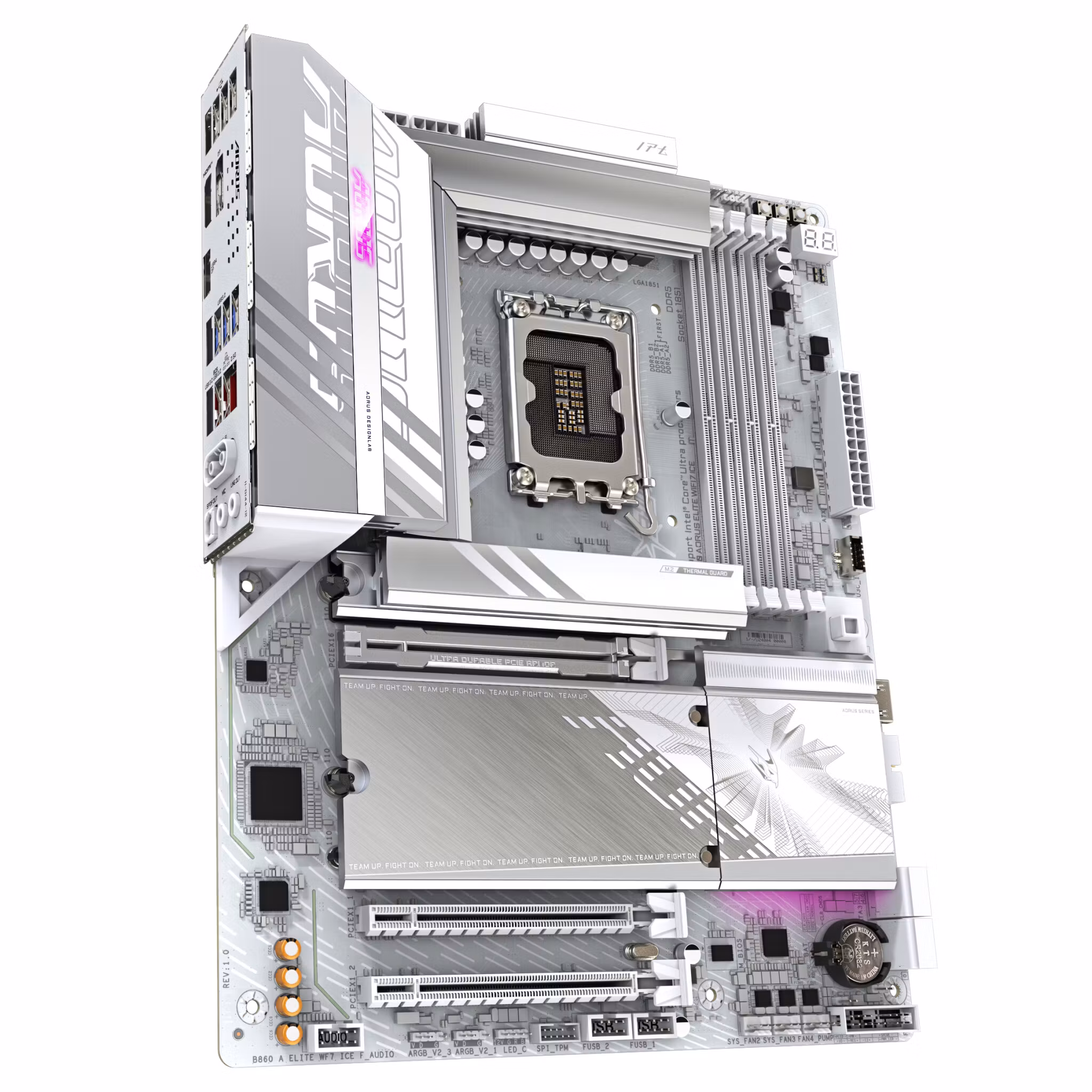 GIGABYTE B860 AORUS ELITE WIFI7 ICE moderkort – Intel Core Ultra Series CPUs, 14+1+2+1 Phases VRM, upp till 9200MHz DDR5, 1xPCIe 5.0 + 2xPCIe 4.0 M.2, 2.5GbE LAN, WIFI 7, USB 4