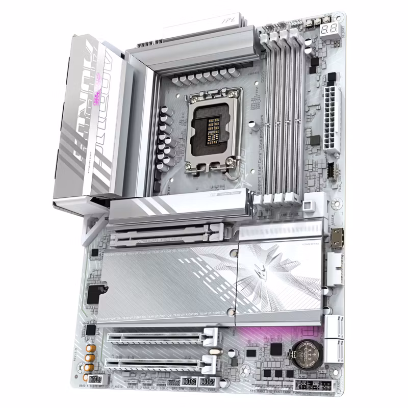 GIGABYTE B860 AORUS ELITE WIFI7 ICE moderkort – Intel Core Ultra Series CPUs, 14+1+2+1 Phases VRM, upp till 9200MHz DDR5, 1xPCIe 5.0 + 2xPCIe 4.0 M.2, 2.5GbE LAN, WIFI 7, USB 4