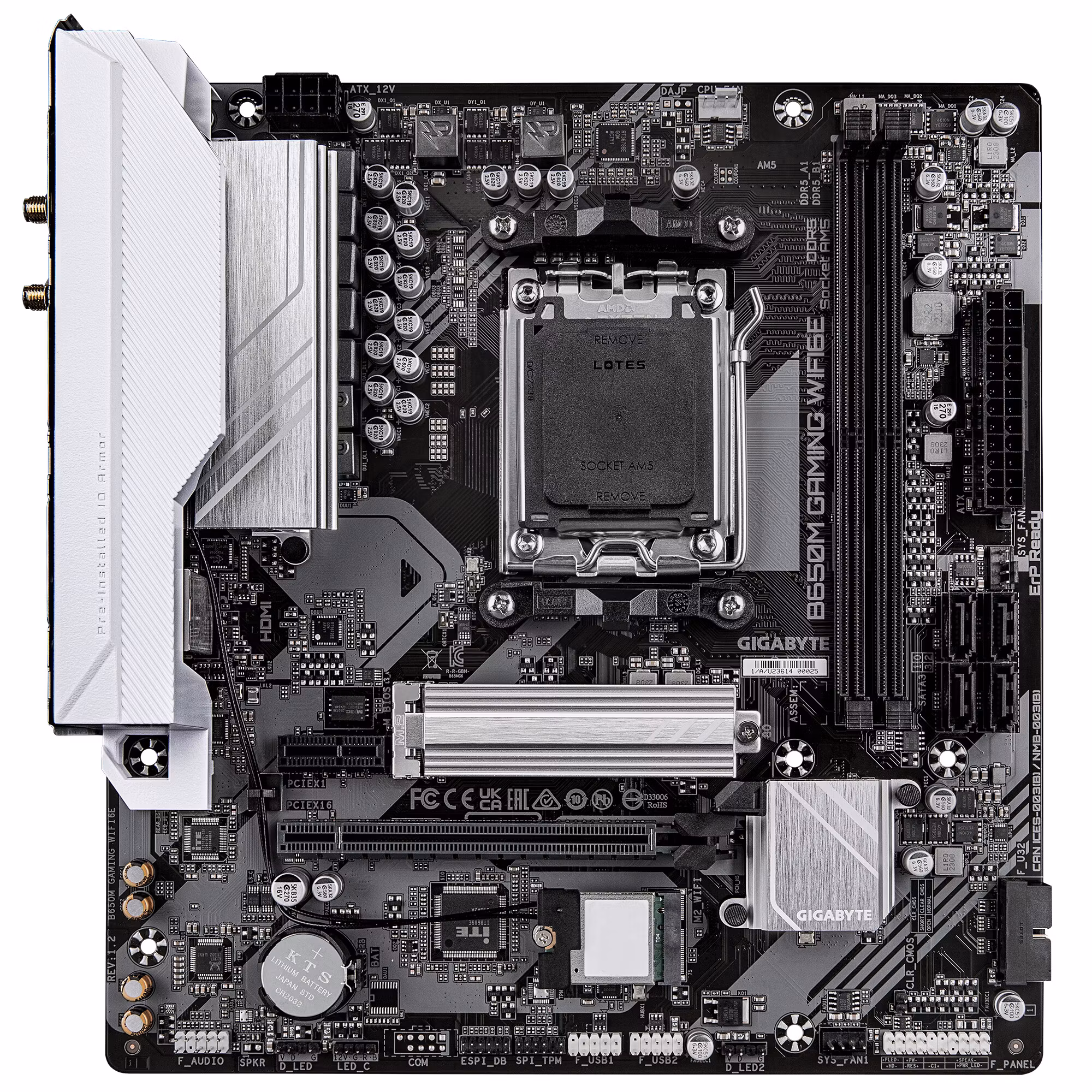 GIGABYTE B650M GAMING WIFI6E moderkort – AMD Ryzen 9000 Series CPU:er, 5+2+2-fas VRM, upp till 6400 MHz DDR5 (OC), 1×PCIe 4.0 M.2, 2,5 GbE LAN, WIFI 6E, USB 3.2 Gen 1