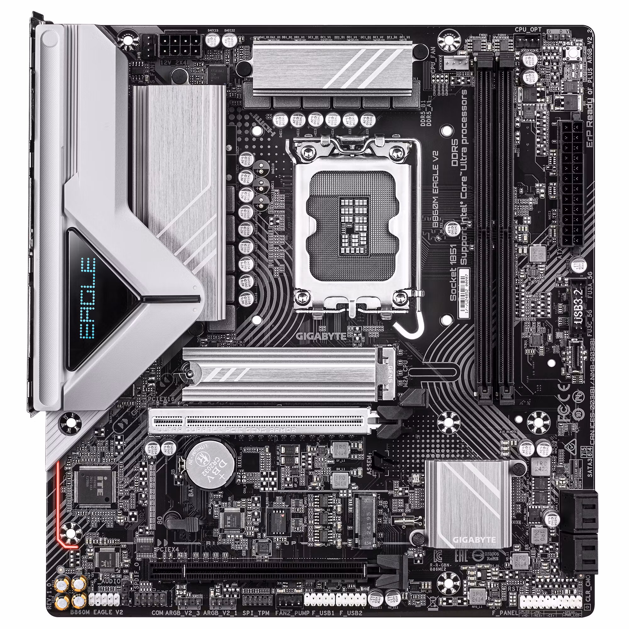 GIGABYTE B860M EAGLE V2 moderkort – Intel Core Ultra Series CPU:er, 6+1+2-fas VRM, upp till 9066 MHz DDR5, 1×PCIe 5.0 + 1×PCIe 4.0 M.2, 2,5 GbE LAN, USB 3.2 Gen 1