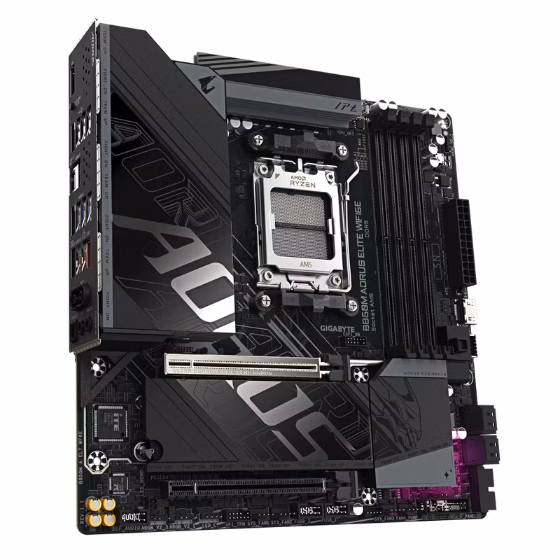 GIGABYTE B850M AORUS ELITE WIFI6E Moderkort - AMD Ryzen 9000 Series CPU:er, 12+2+2-fas Digital VRM, upp till 8200MHz DDR5 (OC), 1xPCIe 5.0 + 1xPCIe 4.0 M.2, WIFI 6E, 2.5GbE LAN, USB 3.2 Gen 2