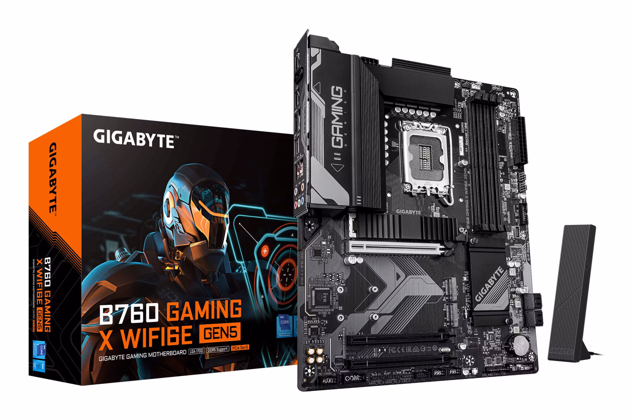 GIGABYTE B760 GAMING X WIFI6E GEN5 moderkort – Stöd för 14:e gen. Intel Core-processorer, 8+1+1 fasers VRM, upp till 5600 MHz DDR5, 3x PCIe 4.0 M.2, Wi‑Fi 6E, 2,5 GbE LAN, USB 3.2 Gen 2