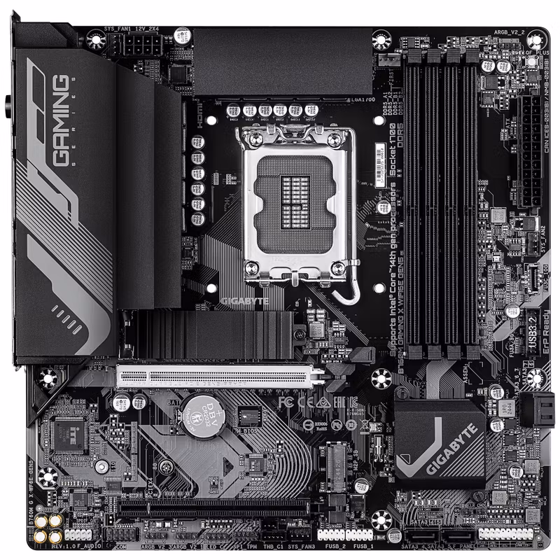 GIGABYTE B760M GAMING X WIFI6E GEN5 moderkort – stöd för 14:e gen. Intel Core‑processorer, 8+1+1 fasers VRM, upp till 5600 MHz DDR5, 2× PCIe 4.0 M.2, Wi‑Fi 6E, 2,5 GbE LAN, USB 3.2 Gen 1