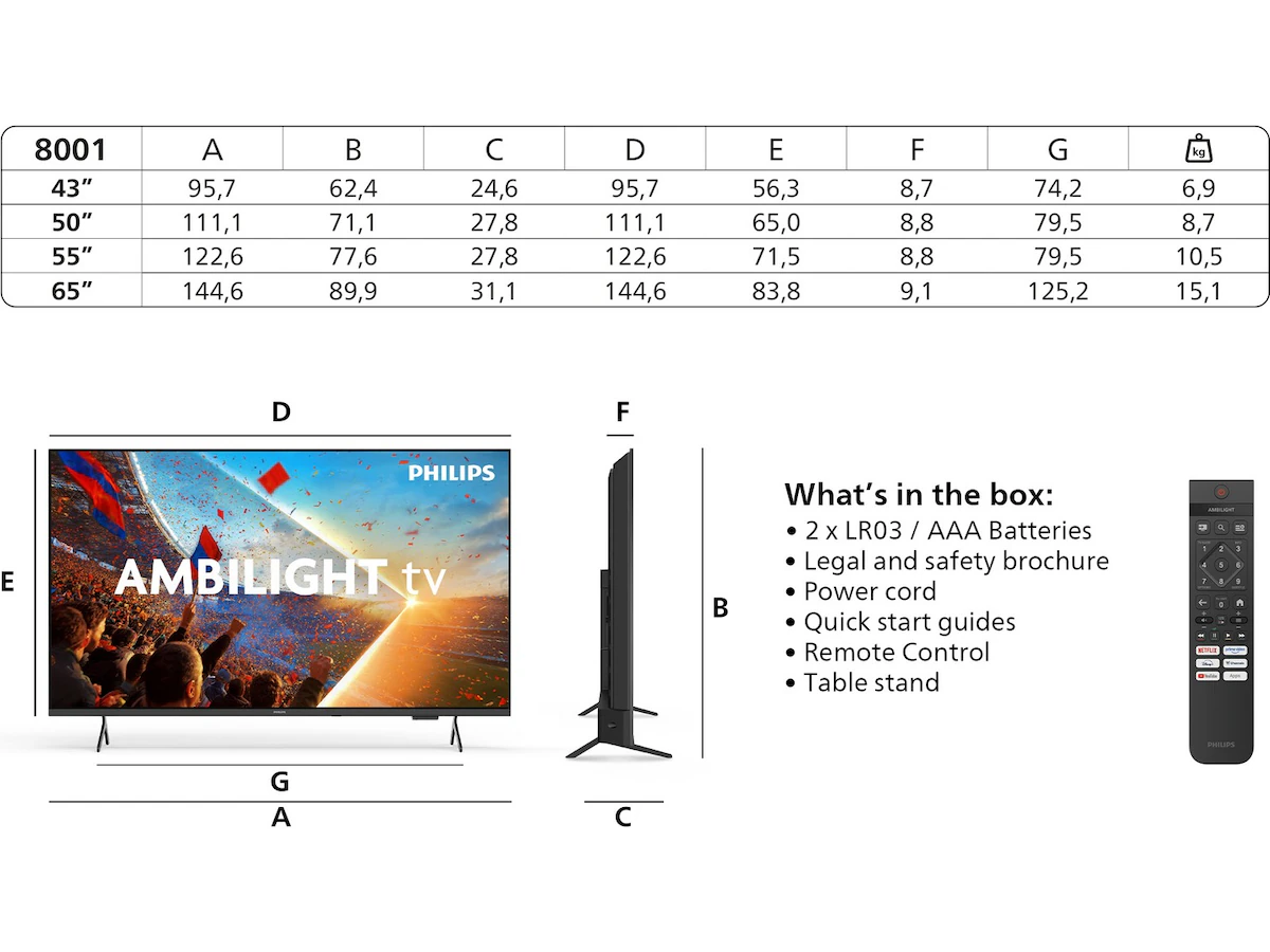 Philips 55PUS8001/12 TV 55" 4K Ultra HD Ambilight Smart-TV Wi-Fi