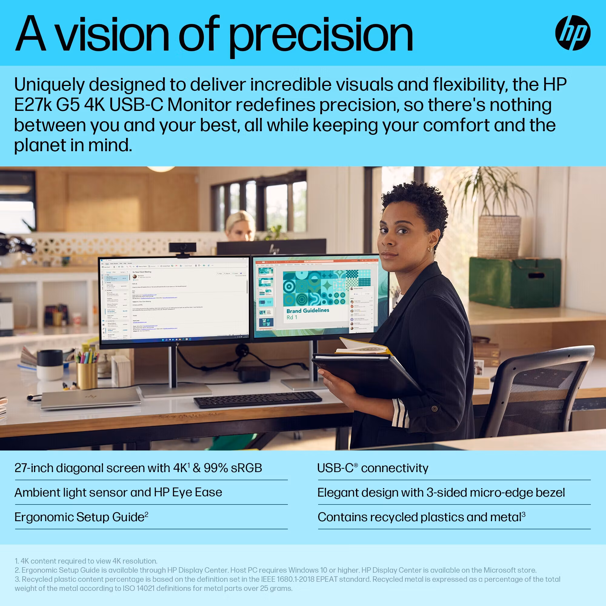 HP E-Series E27k G5 4K USB-C-skärm