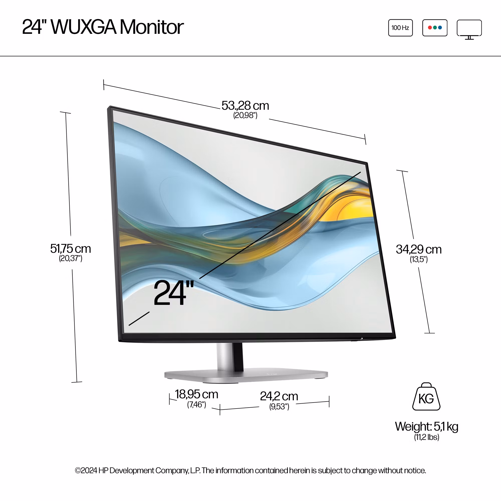 HP Series 5 Pro 24 tum WUXGA-skärm - 524pn PVC-fri