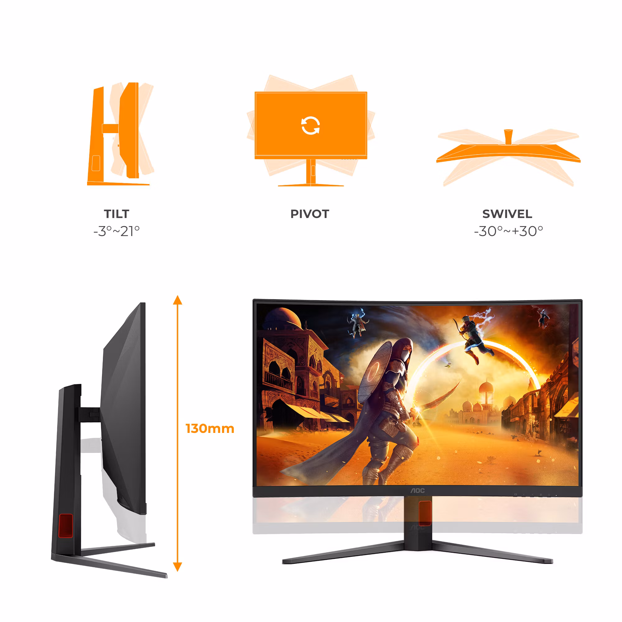 AOC G4 C32G4Z datorskärm 80 cm (31.5") 1920 x 1080 pixlar Full HD LCD Svart, Röd