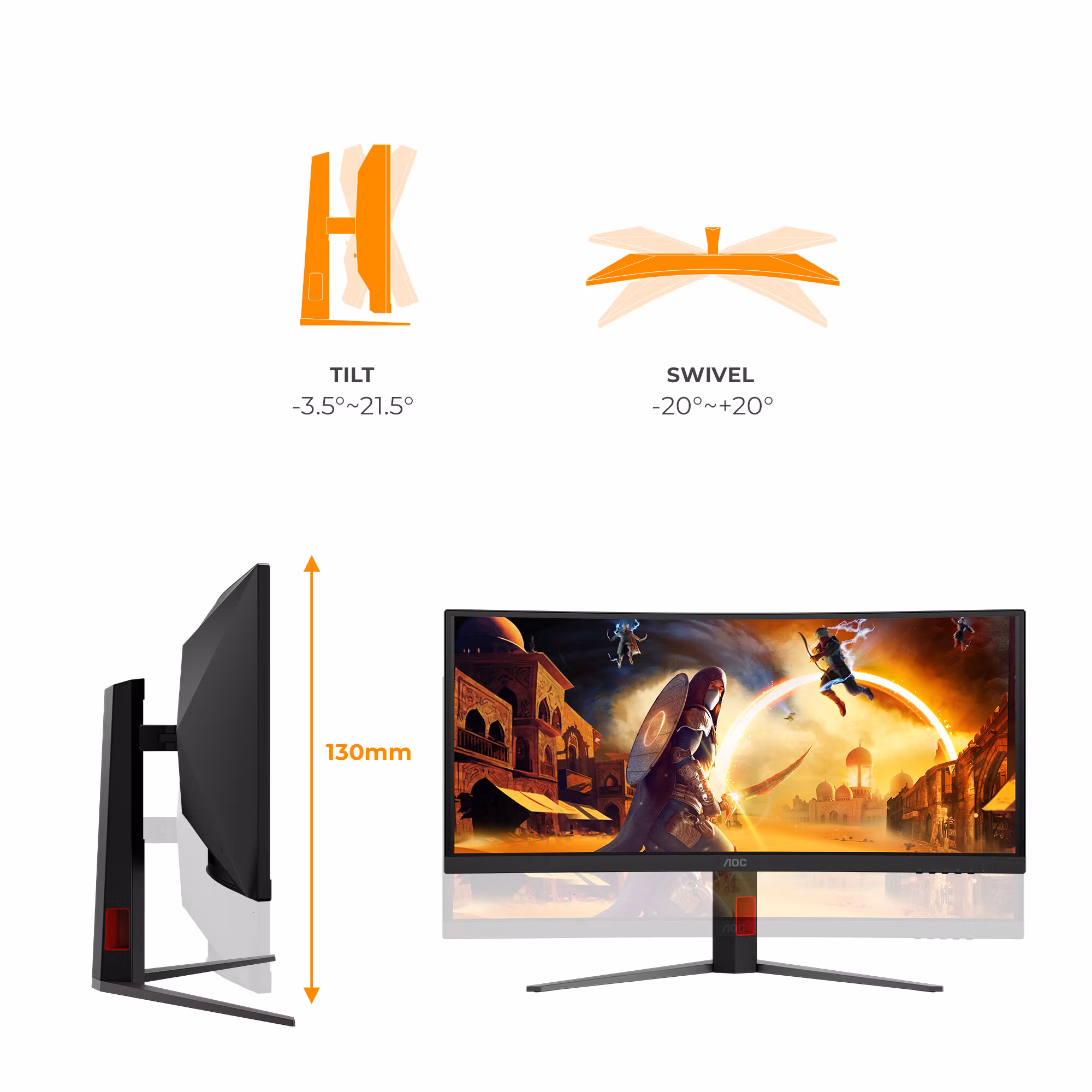 AOC G4 CU34G4ZCA datorskärm 86,4 cm (34") 3440 x 1440 pixlar Wide Quad HD svart, röd