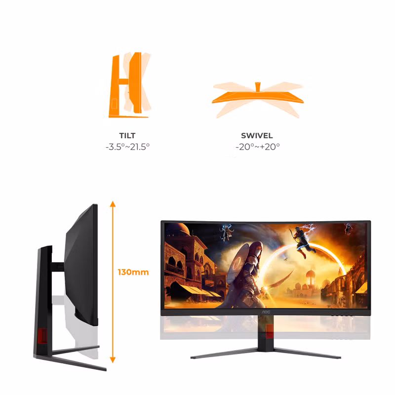 AOC G4 CU34G4ZCA datorskärm 86,4 cm (34") 3440 x 1440 pixlar Wide Quad HD svart, röd