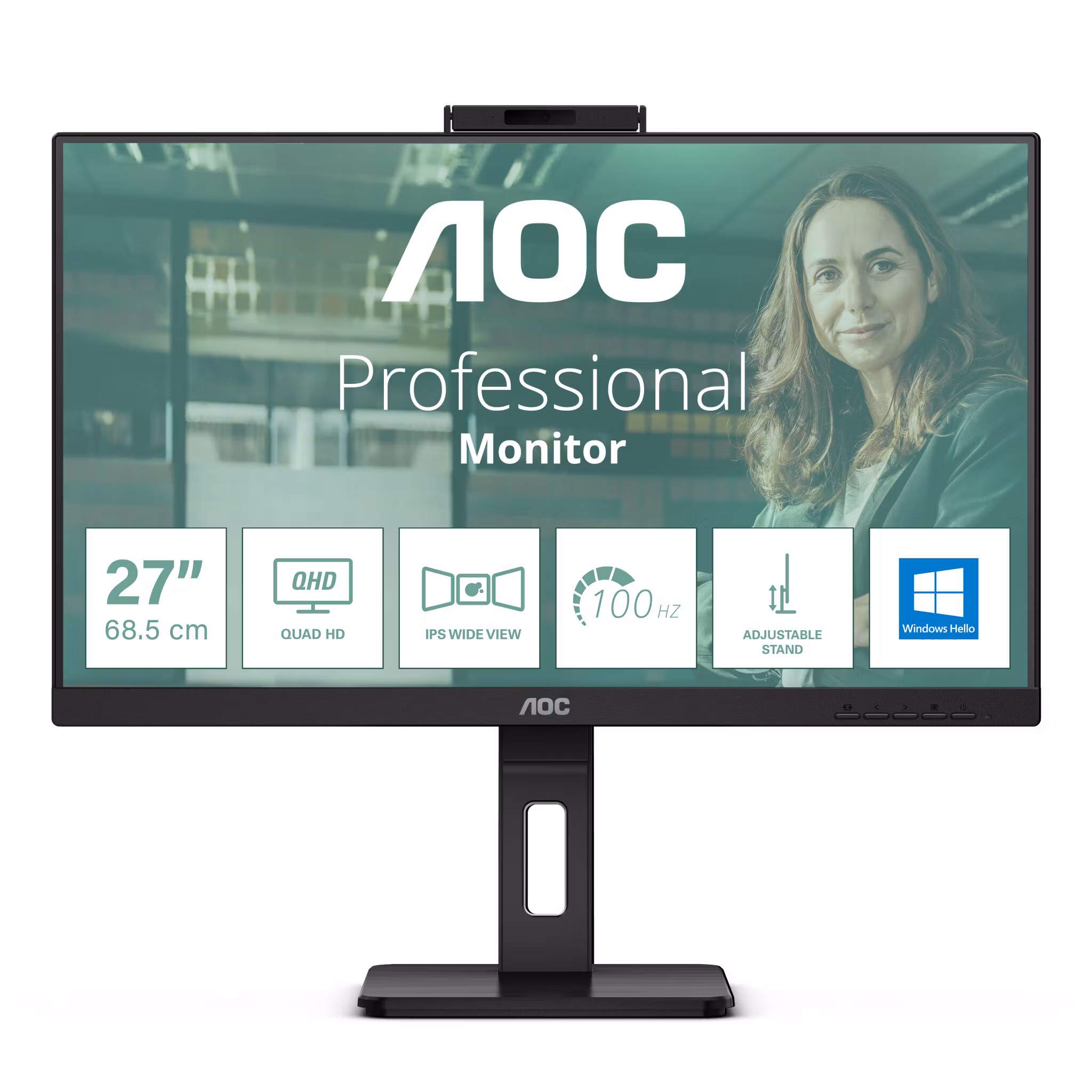AOC Q27P3CW bildskärm 68,6 cm (27") 2560 x 1440 pixlar Quad HD LED Svart
