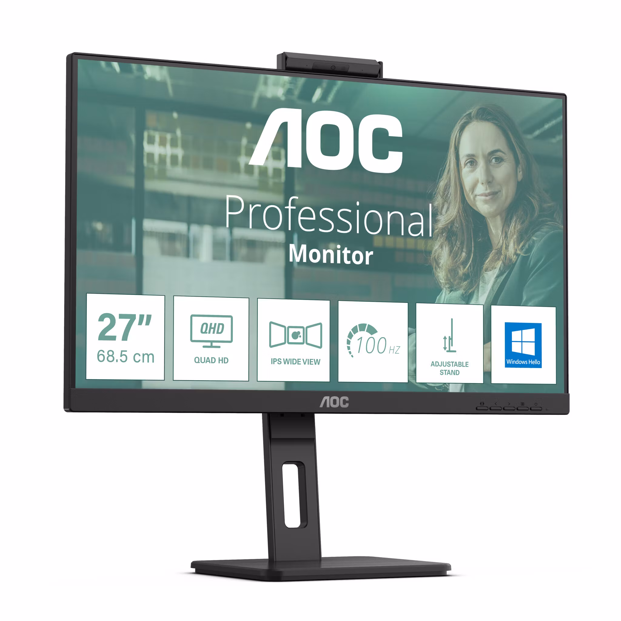 AOC Q27P3CW bildskärm 68,6 cm (27") 2560 x 1440 pixlar Quad HD LED Svart
