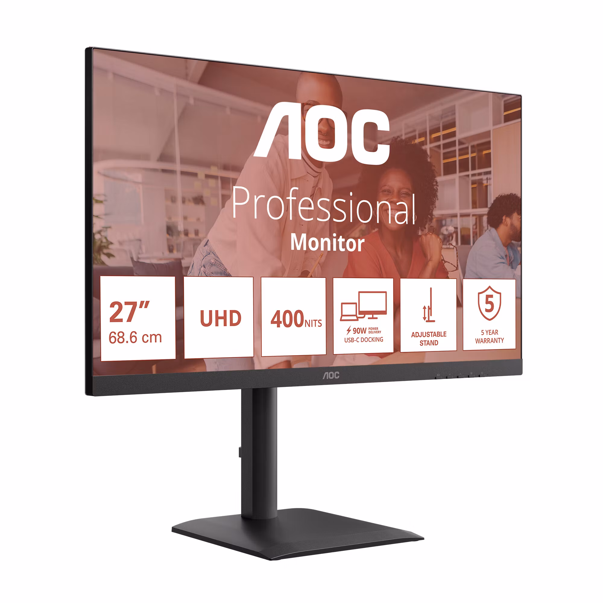 AOC E4 U27E4CV datorskärm 68,6 cm (27") 3840 x 2160 pixlar 4K Ultra HD LED Svart