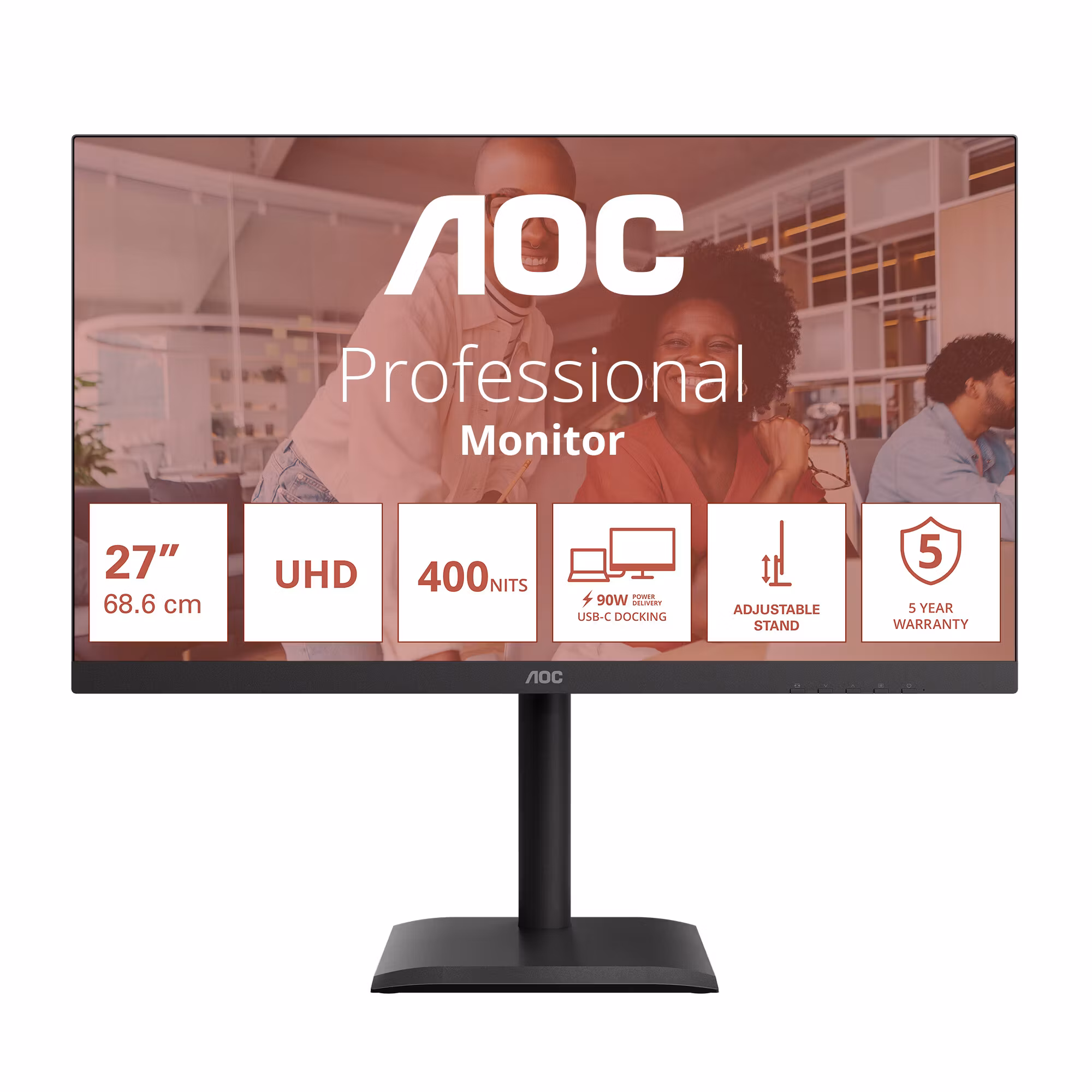 AOC E4 U27E4CV datorskärm 68,6 cm (27") 3840 x 2160 pixlar 4K Ultra HD LED Svart