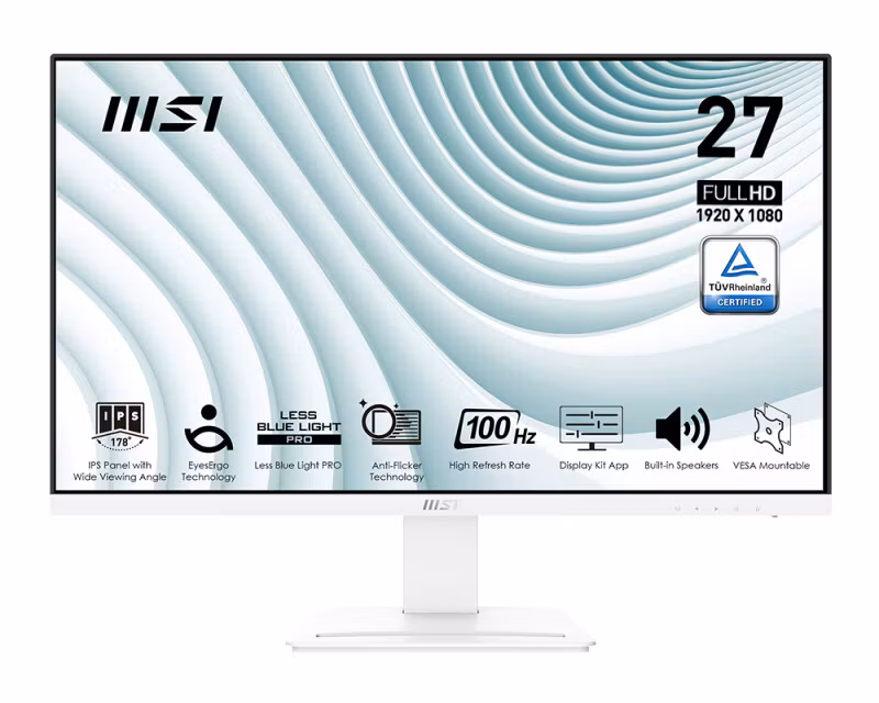 MSI Pro MP273AWDE bildskärm 68,6 cm (27") 1920 x 1080 pixlar Full HD LCD Vit
