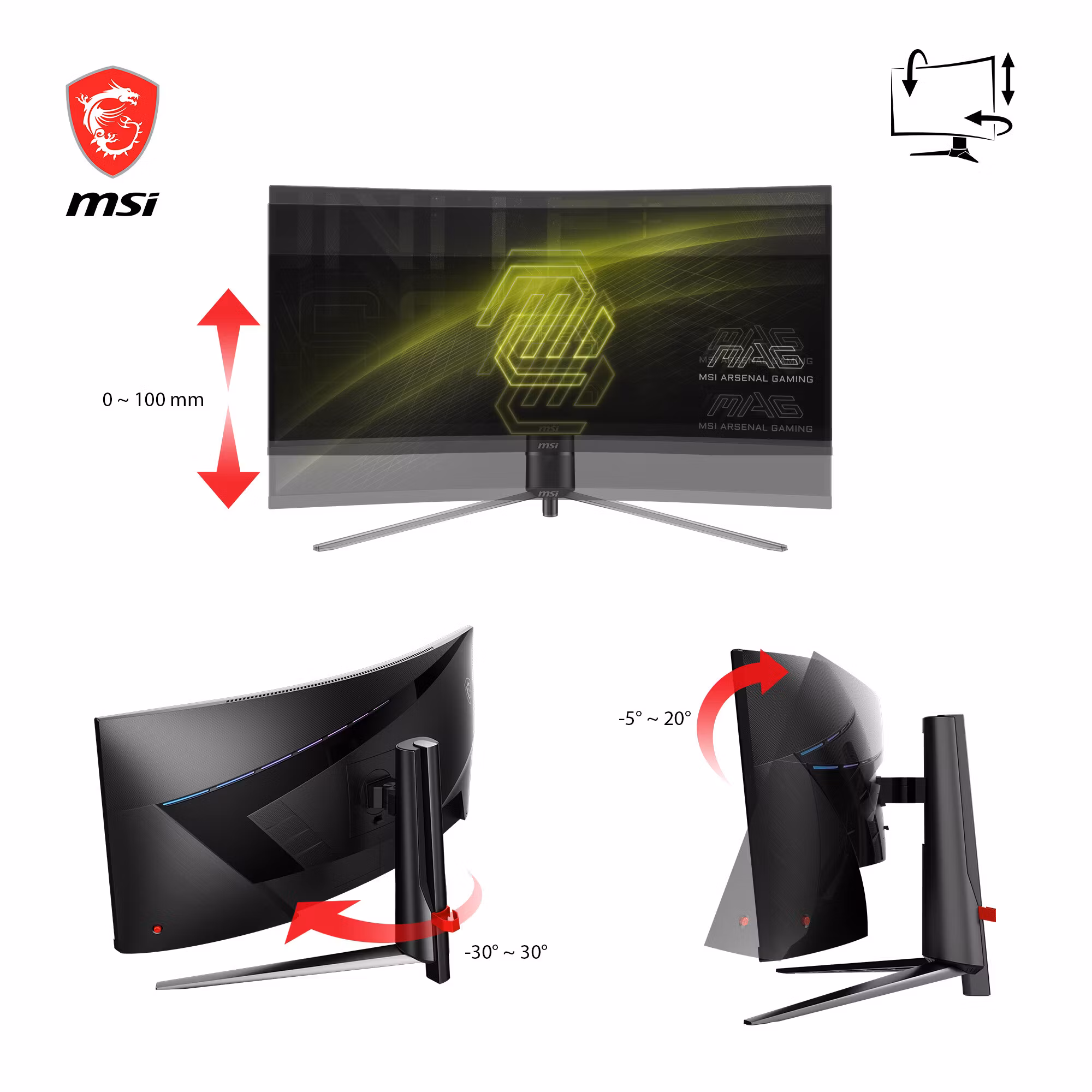 MSI MAG 345CQRDE datorskärm 86,4 cm (34") 3440 x 1440 pixlar UltraWide Dual Quad HD svart