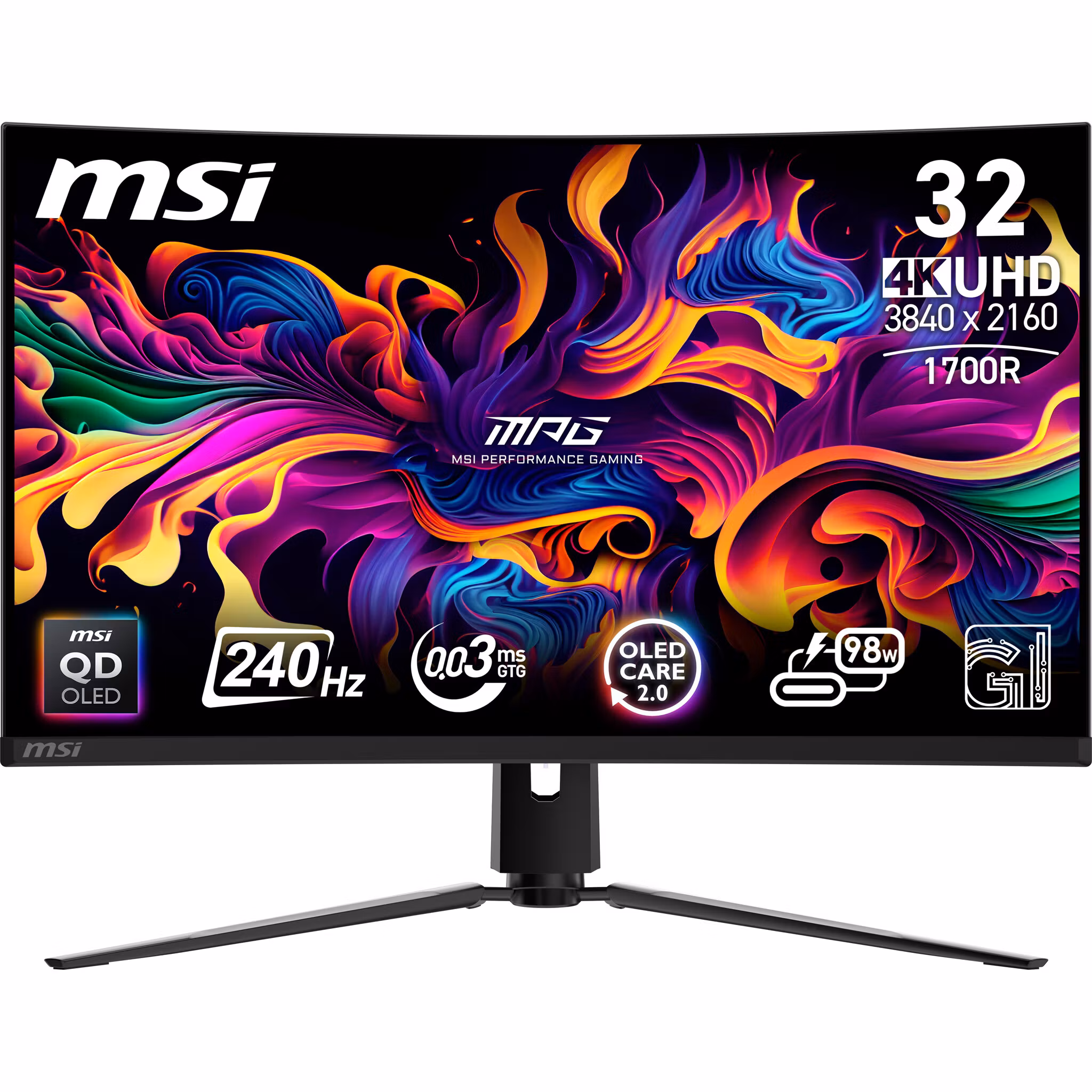 MSI MPG 321CURXDE QD-OLED datorskärm 80 cm (31,5") 3840 x 2160 pixlar 4K Ultra HD Svart