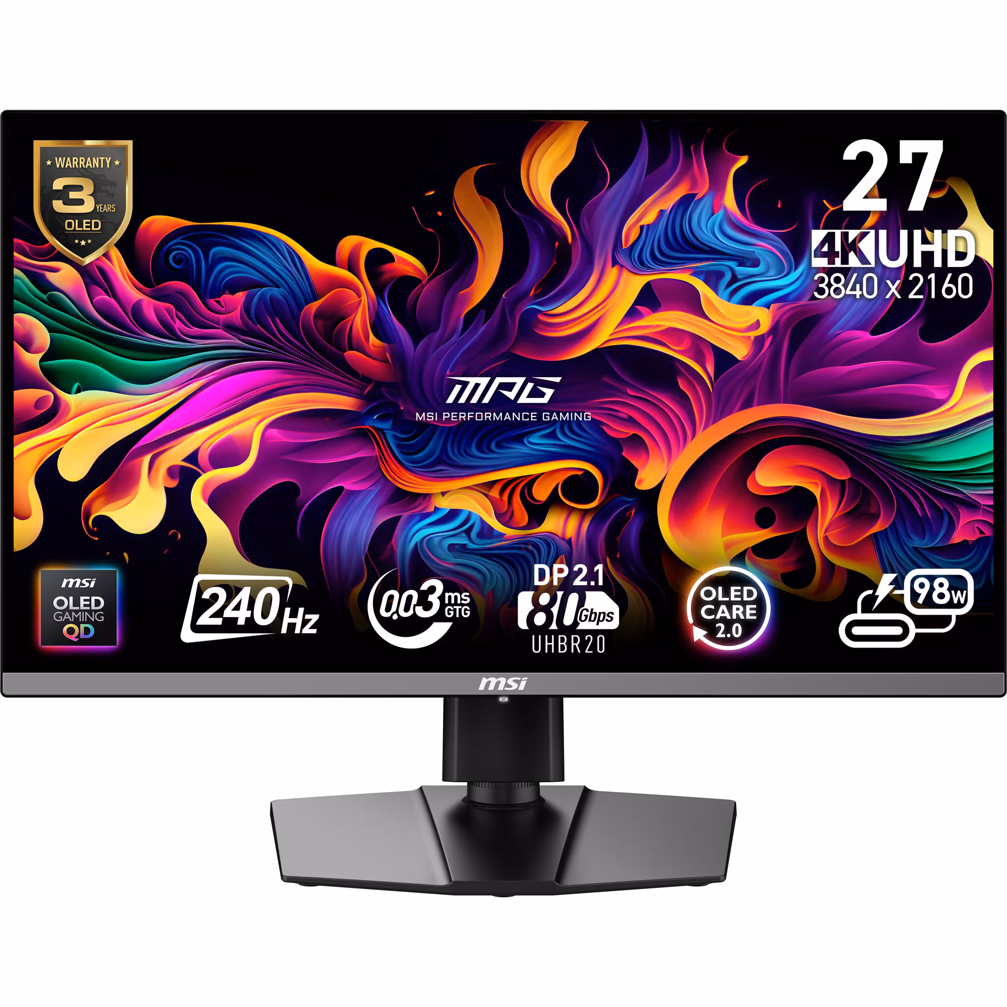 MSI MPG 272URXDE QD-OLED datorskärm 67,3 cm (26,5") 3840 x 2160 pixlar 4K Ultra HD Svart