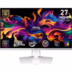 MSI MAG 272QPWDE QD-OLED X28 gaming-skärm – 26,5 tum – vit, QHD, HDMI, DP, USB‑C, HDR, 280 Hz panel