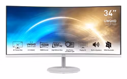 MSI Pro MP341CQWDE bildskärm 86,4 cm (34") 3440 x 1440 pixlar UltraWide Quad HD Vit