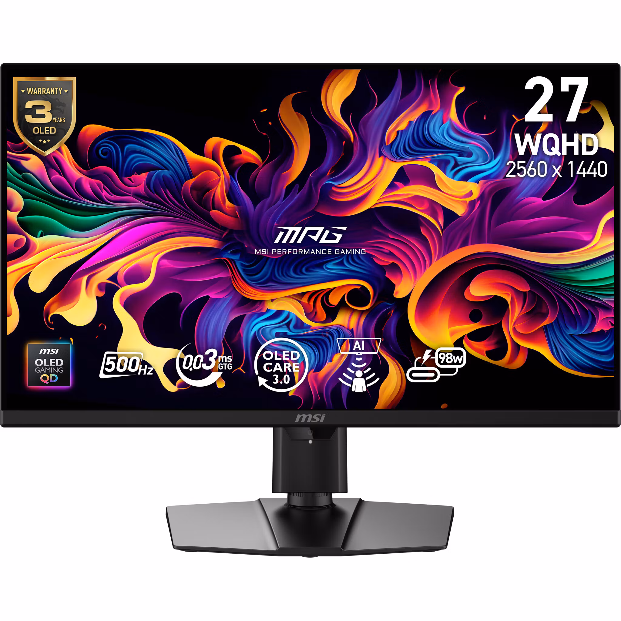 MSI MPG 271QRDE QD-OLED X50 datorskärm 67,3 cm (26,5") 2560 x 1440 pixlar Wide Quad HD Svart