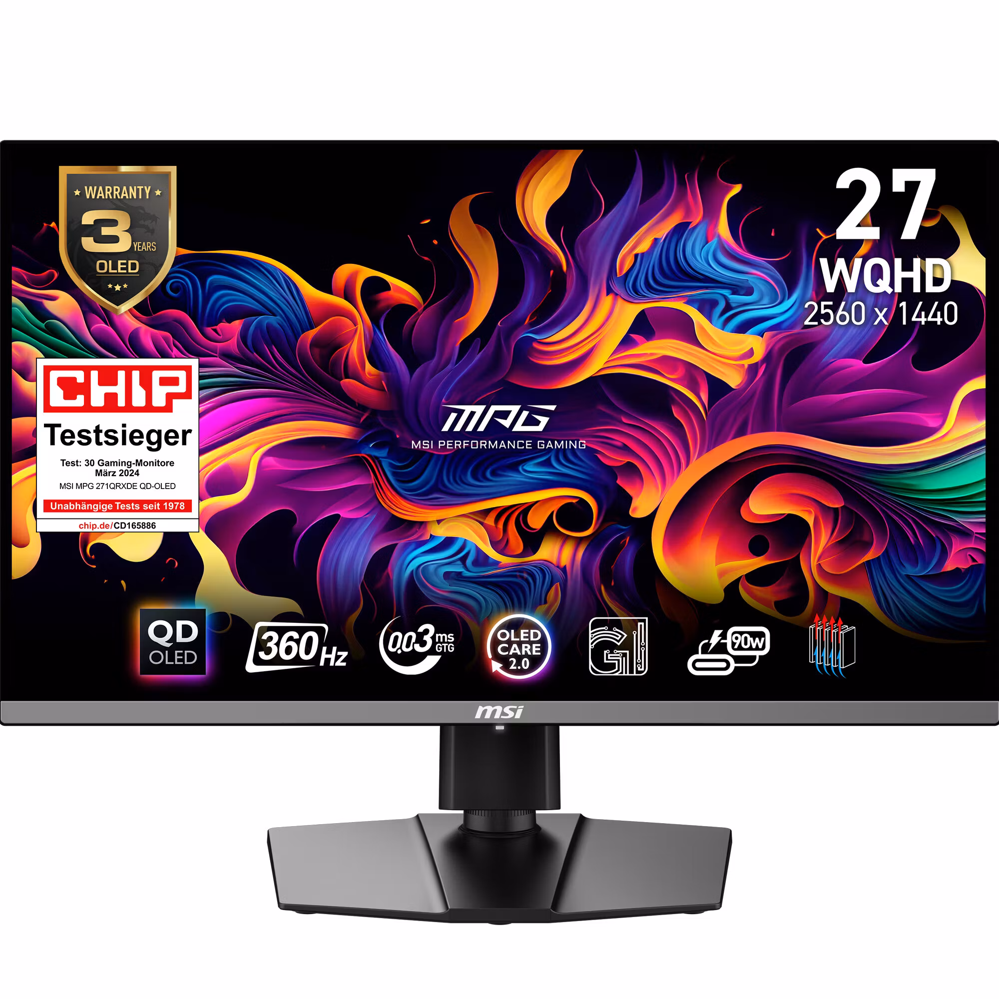 MSI MPG 271QRXDE QD-OLED datorskärm 67.3 cm (26.5") 2560 x 1440 pixlar Wide Quad HD svart