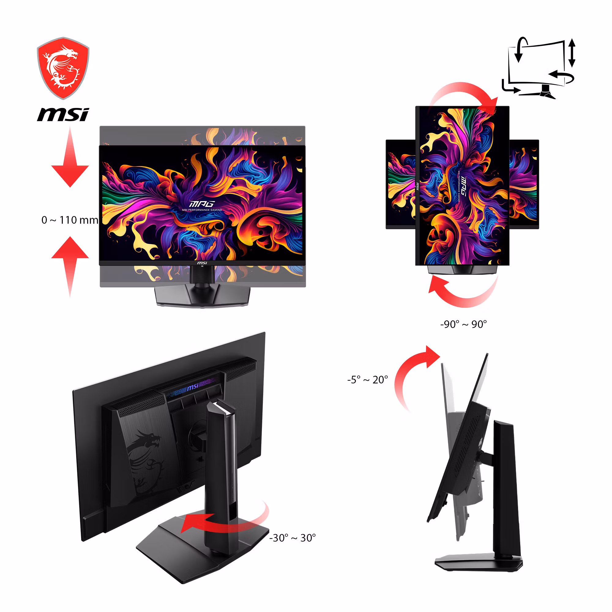 MSI MPG 271QRXDE QD-OLED datorskärm 67.3 cm (26.5") 2560 x 1440 pixlar Wide Quad HD svart