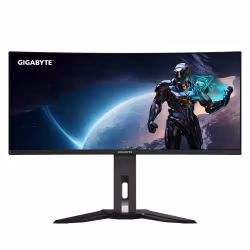 GIGABYTE MO34WQC2 34" OLED WQHD böjd gaming-skärm - 3440 x 1440, 240Hz, 0,03ms, KVM, 250 cd/m², FreeSync Premium Pro, DisplayHDR True Black 400, HDMI 2.1, DisplayPort 1.4