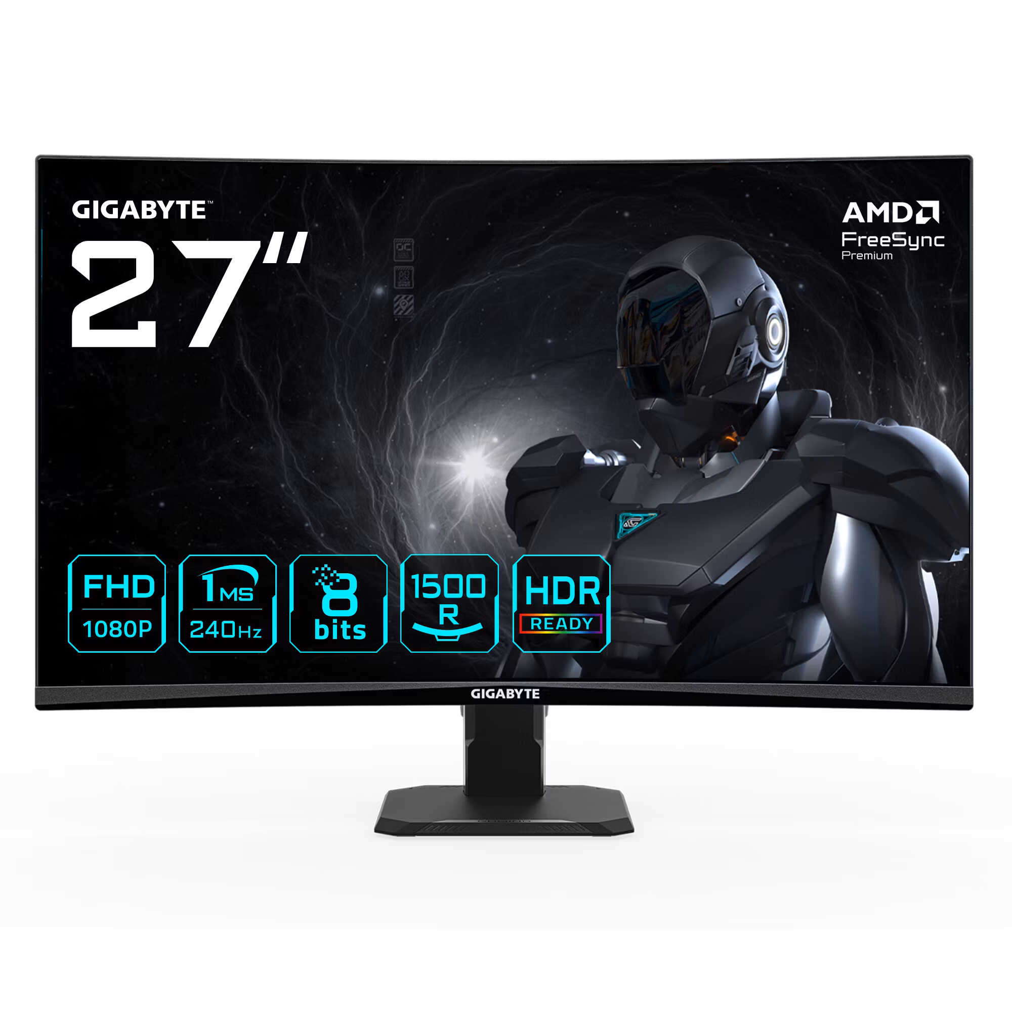 GIGABYTE GS27FC2 27" FHD Curved Gaming Monitor - 1920 x 1080, 240Hz, 1ms, 350 cd/m², HDR Ready, HDMI 2.0, DisplayPort 1.4