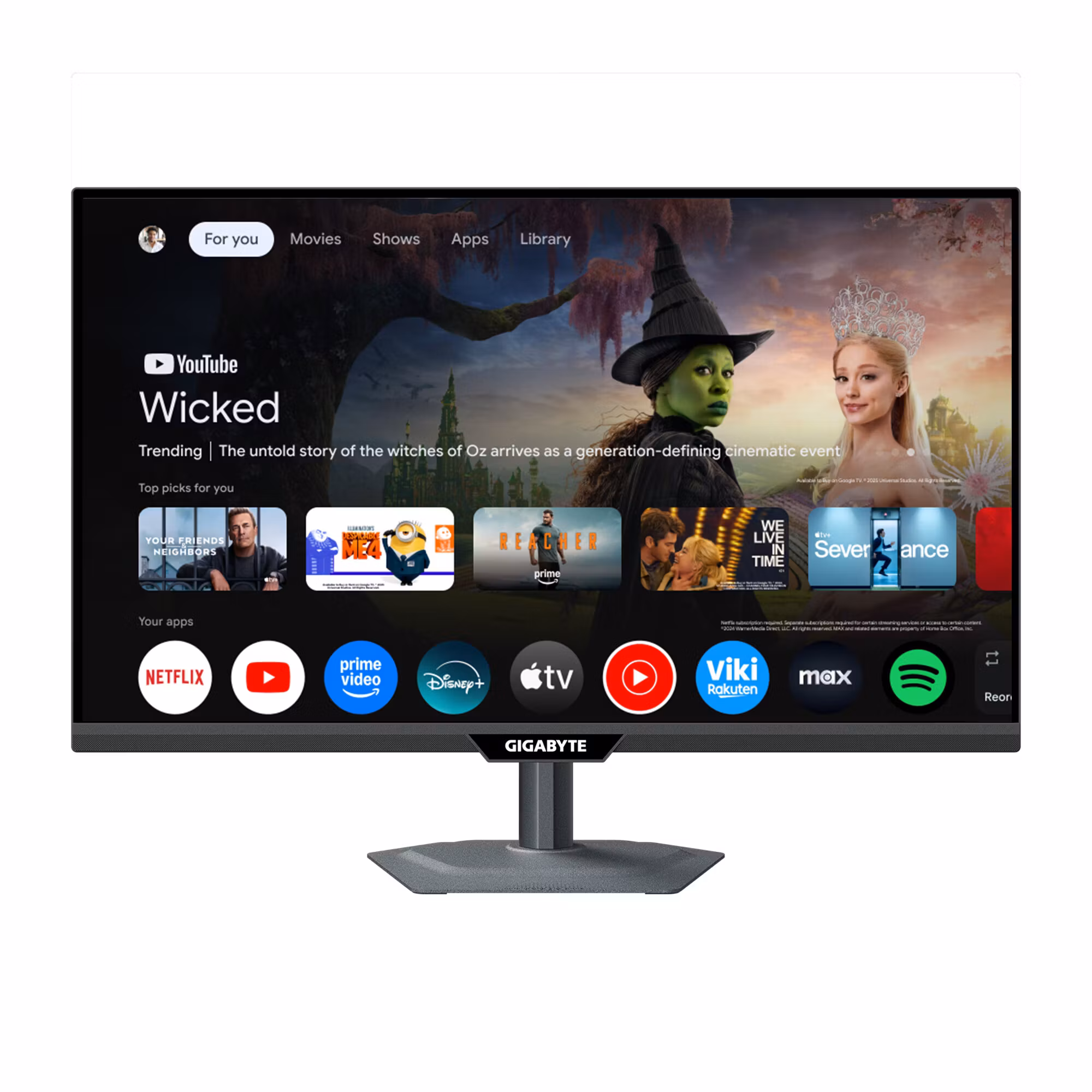 GIGABYTE M27QS 27” 2K QHD Smart Monitor – Google TV, Wireless Display, 2560 x 1440, 180Hz, 1ms, 350 cd/m², FreeSync, Display HDR400, HDMI 2.0, DisplayPort 1.4