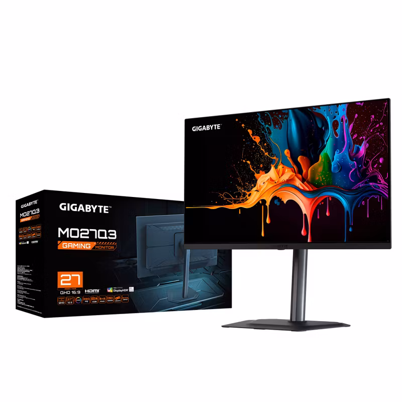 GIGABYTE MO27Q3 27” OLED QHD Gaming-skärm - 2560 x 1440, 360Hz, 0,03ms, 250 cd/m², G-Sync Compatible, FreeSync Premium Pro, Display HDR True Black 400, HDMI 2.1, DisplayPort 1.4