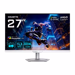 GIGABYTE M27UP ICE 27” 4K UHD Gaming-skärm – Dual Mode (4K 160Hz eller FHD 320Hz), 3840 x 2160, 1 ms, 350 cd/m², FreeSync Premium, DisplayHDR400, HDMI 2.1, DisplayPort 1.4