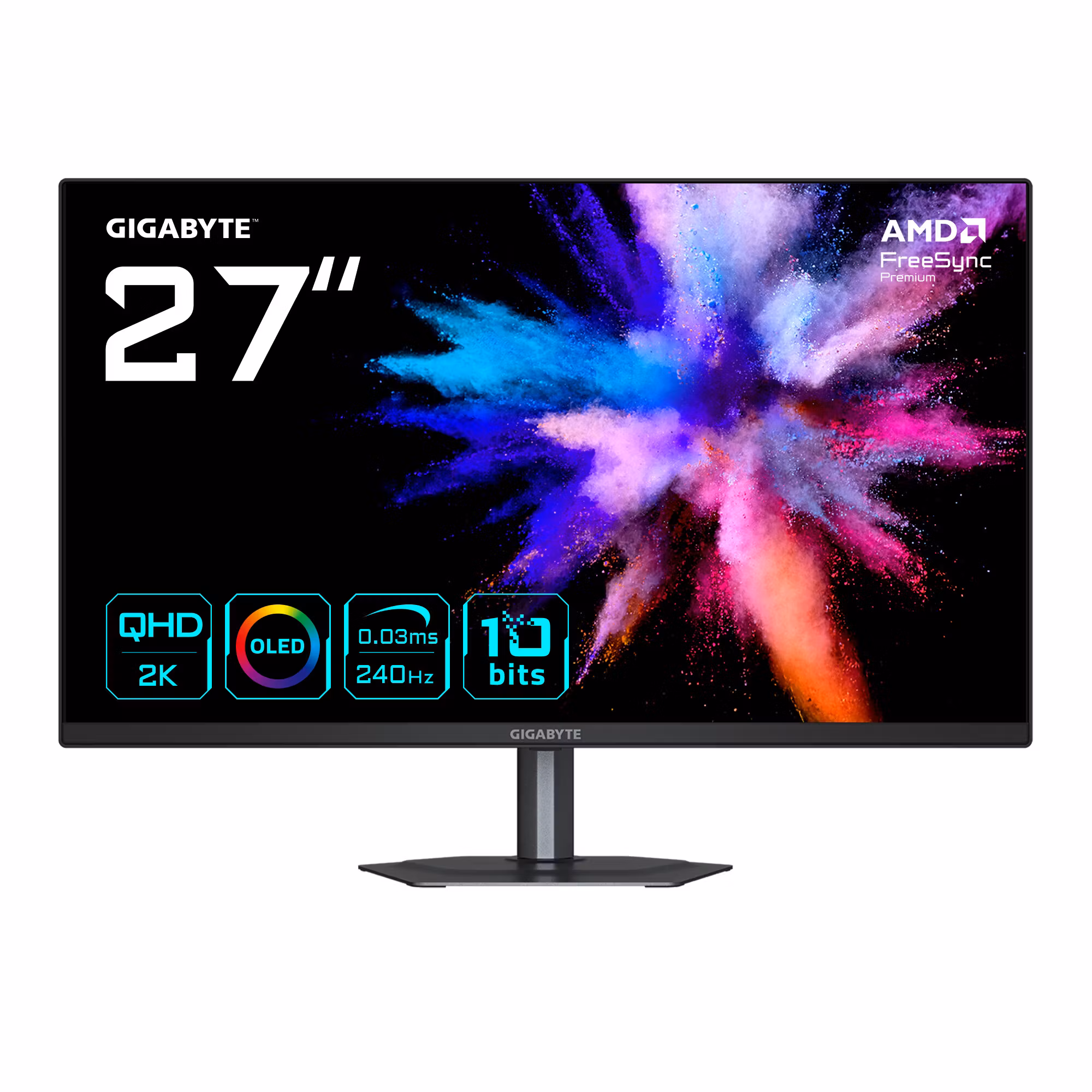 GIGABYTE GO27Q24 27” OLED 2K QHD Gaming-skärm - 2560 x 1440, 240Hz, 0,03ms, 400 cd/m², FreeSync Premium, HDMI 2.0, DisplayPort 1.4