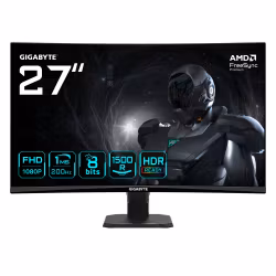 GIGABYTE GS27FCA 27" FHD Curved Gaming Monitor - 1920 x 1080, 200Hz, 1ms, 250 cd/m², FreeSync Premium, HDR Ready, HDMI 2.0, DisplayPort 1.4